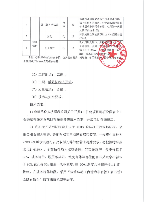 CX擴建項目可研階段巖土工程勘察鉆探勞務(wù)項目鉆探服務(wù)招標(biāo)公告